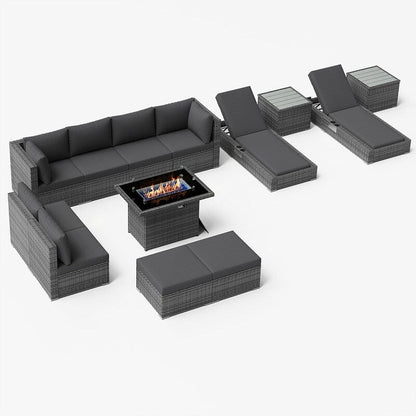 FINCATI Set di 13 divani componibili in vimini per esterni con poltrona