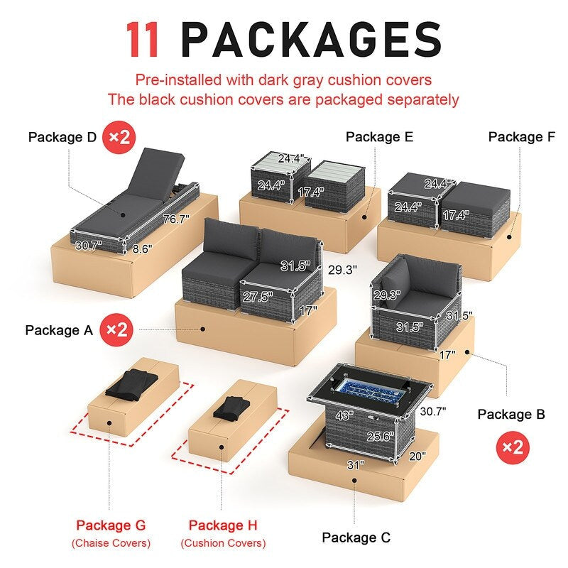 FINCATI Set di 13 divani componibili in vimini per esterni con poltrona