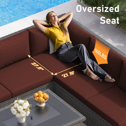 FINCATI Set di 13 divani componibili in vimini per esterni con poltrona