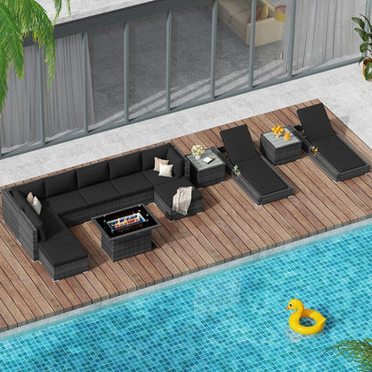 FINCATI Set di 13 divani componibili in vimini per esterni con poltrona