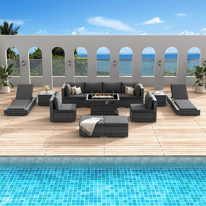 FINCATI Set di 13 divani componibili in vimini per esterni con poltrona