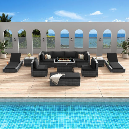 FINCATI Set di 13 divani componibili in vimini per esterni con poltrona