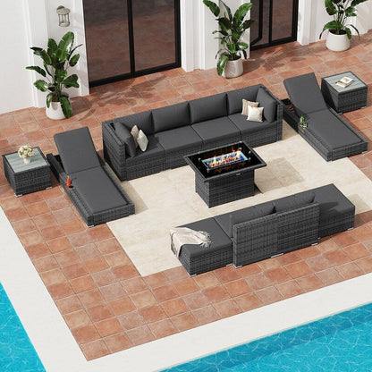 FINCATI Set di 13 divani componibili in vimini per esterni con poltrona