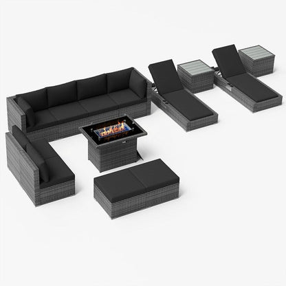 FINCATI Set di 13 divani componibili in vimini per esterni con poltrona