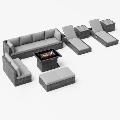 FINCATI Set di 13 divani componibili in vimini per esterni con poltrona