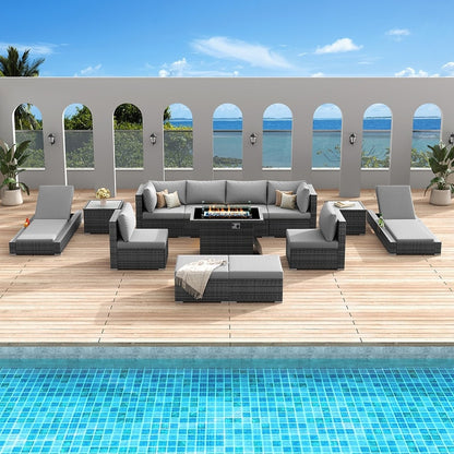 FINCATI Set di 13 divani componibili in vimini per esterni con poltrona