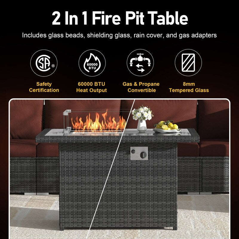 FINCATI Set di 13 divani componibili in vimini per esterni con poltrona