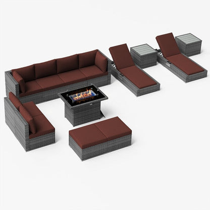 FINCATI Set di 13 divani componibili in vimini per esterni con poltrona