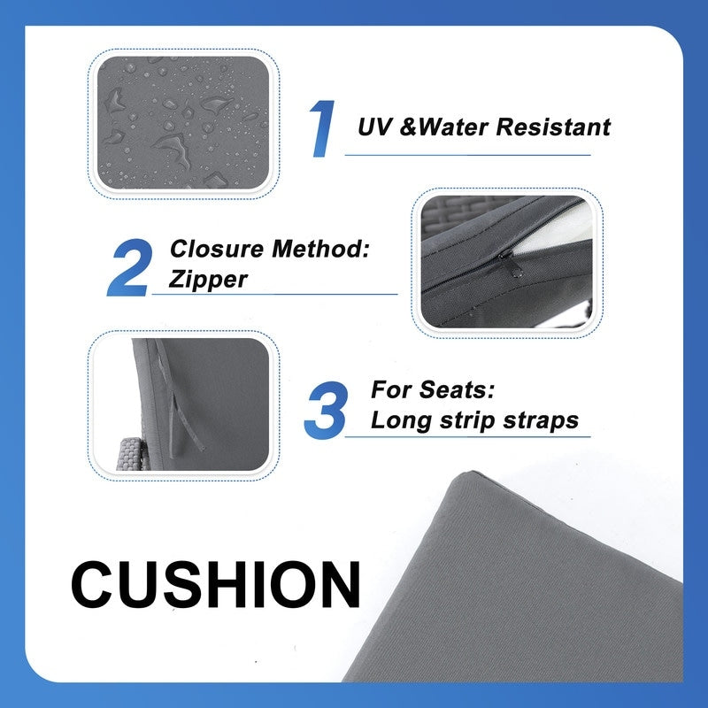 Tavolo da bar alto e sedie in vimini PE FINCATI per esterni, set rettangolare di lusso moderno extra-large per quattro/sei persone