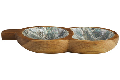 Bartender - Ciotola Legno Doppia Forma Legume Con Abalone