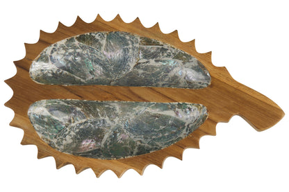 Bartender - Ciotola Legno Sagoma Frutto Durian Con Abalone