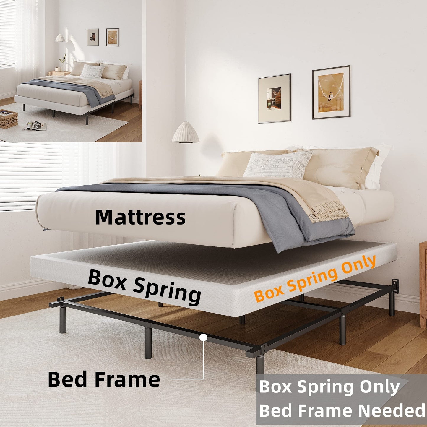 Molla in metallo a basso profilo da 5 pollici, struttura robusta con copertura grigia