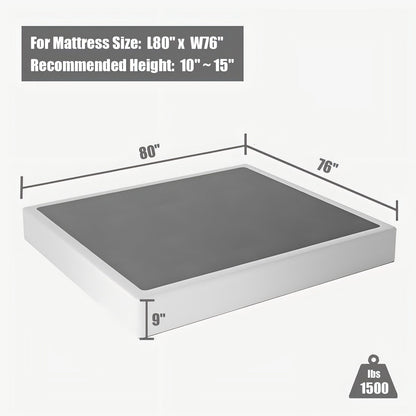 Rete per materasso con struttura in metallo resistente, profilo alto 9 pollici, con fodera grigia