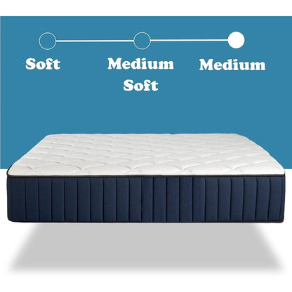 DIMENSIONI NUOVE - Materasso ibrido premium Serenity 12 Medium Tight-Top con supporto per bordi in memory gel e molle insacchettate