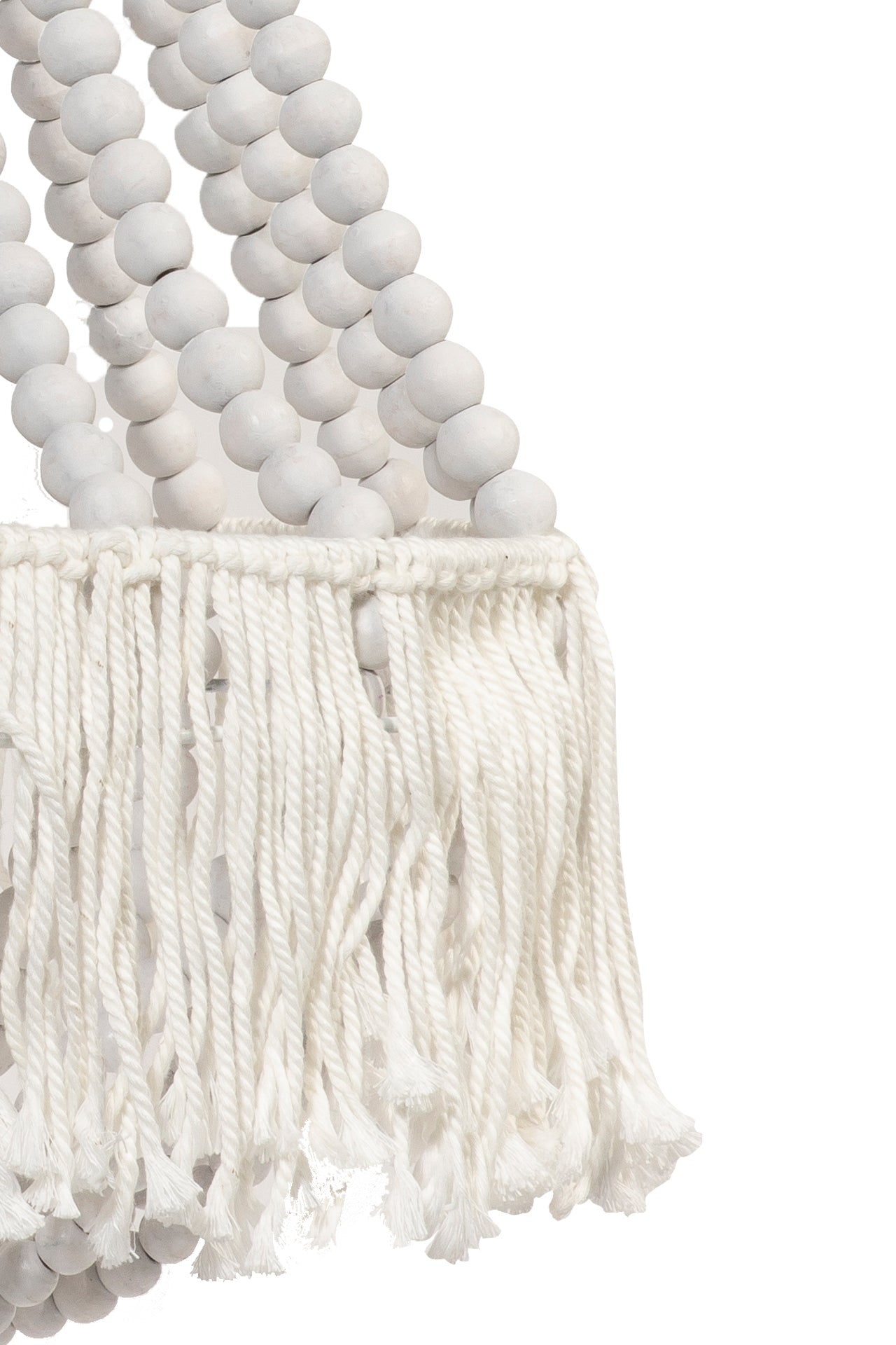 Bubbles - Lampadario Sfere Legno Con Frange Bianco