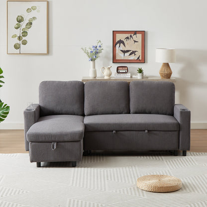 Divano letto reversibile FX 78.8 con letto estraibile, comodo divano letto a L in lino, mobili per soggiorno S