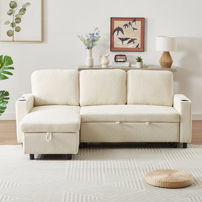 Divano letto reversibile FX 78.8 con letto estraibile, comodo divano letto a L in lino, mobili per soggiorno S