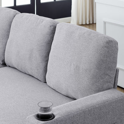 Divano letto reversibile FX 78.8 con letto estraibile, comodo divano letto a L in lino, mobili per soggiorno S