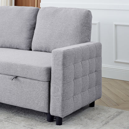 Divano letto reversibile FX 78.8 con letto estraibile, comodo divano letto a L in lino, mobili per soggiorno S