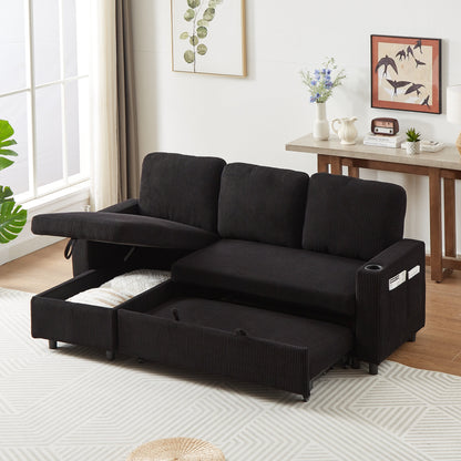 Divano letto reversibile FX 78.8 con letto estraibile, comodo divano letto a L in lino, mobili per soggiorno S