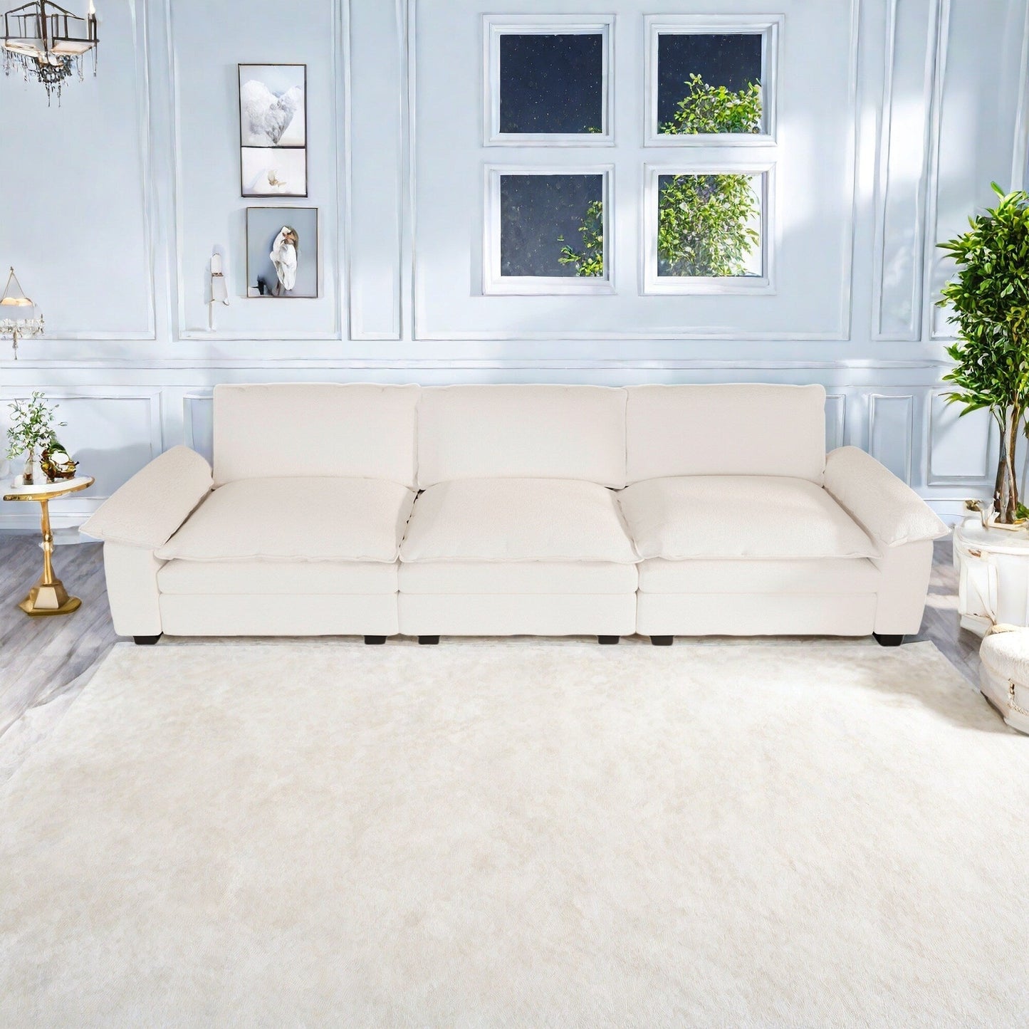 Divano in tessuto a 3 posti con cuscini rimovibili e cuscini a strati