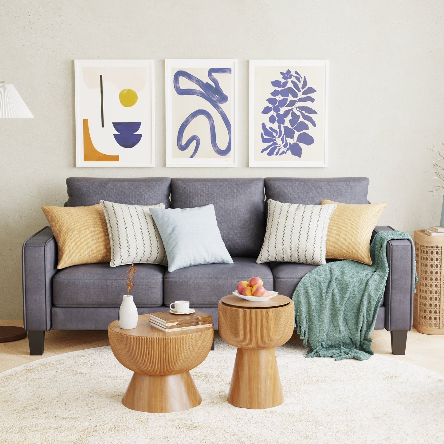 Divano in tessuto a 3 posti con contenitore sotto il cuscino