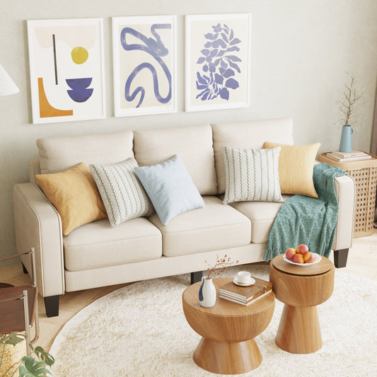 Divano in tessuto a 3 posti con contenitore sotto il cuscino