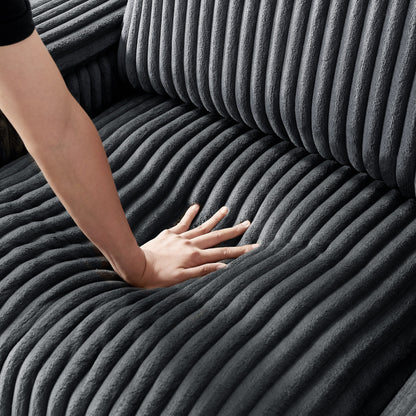 Divano a due posti in tessuto con bracciolo contenitore e USB