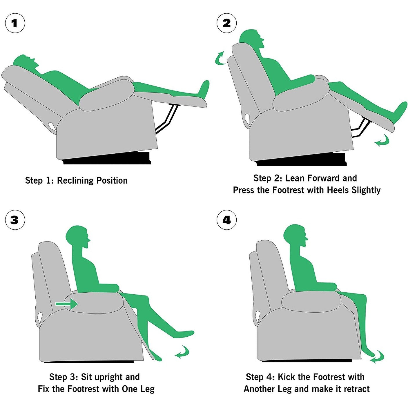 Poltrona reclinabile girevole manuale imbottita in tessuto