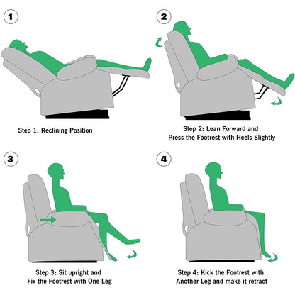 Poltrona reclinabile girevole manuale imbottita in tessuto