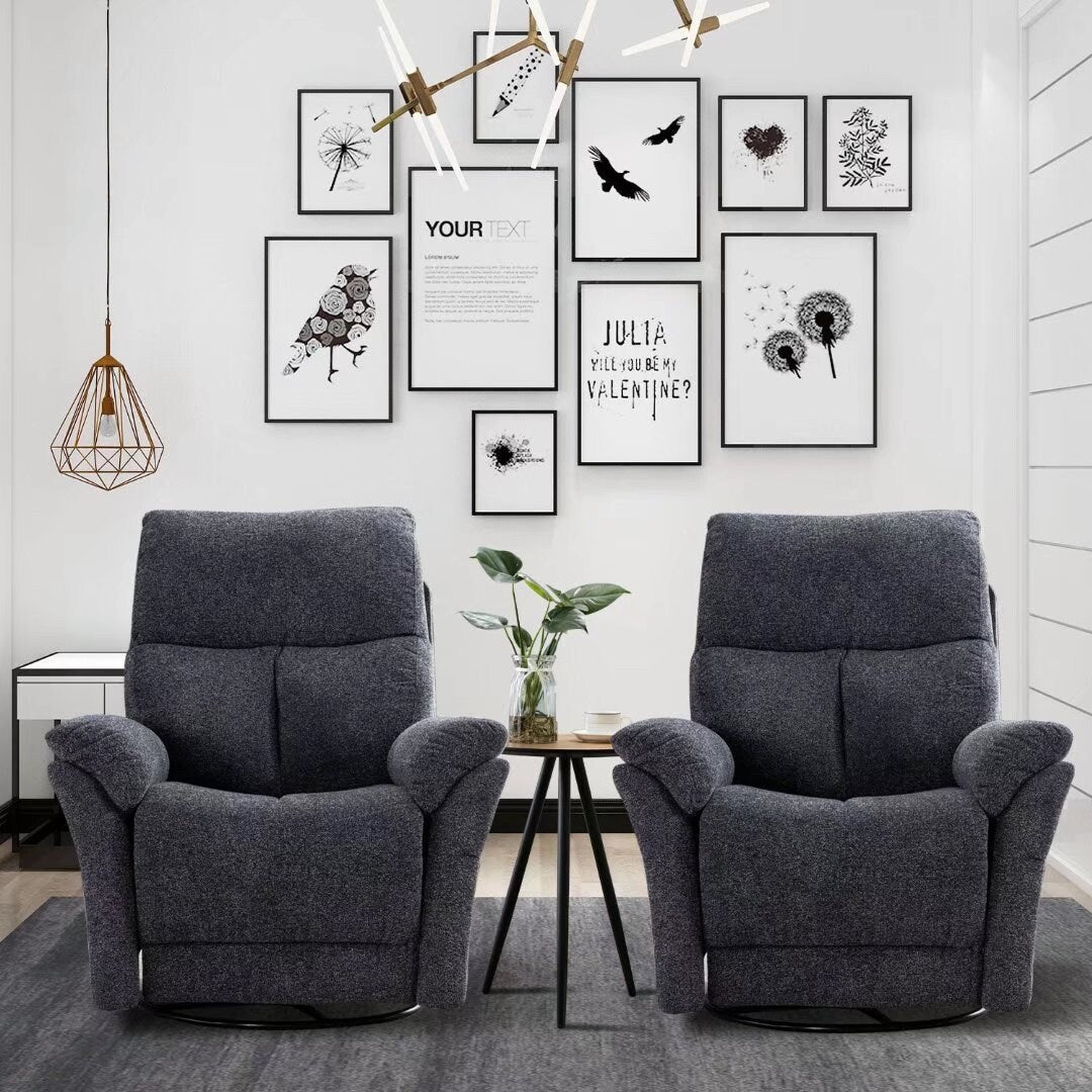 Poltrona reclinabile girevole manuale imbottita in tessuto