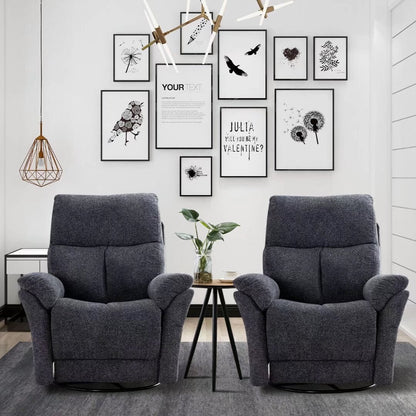 Poltrona reclinabile girevole manuale imbottita in tessuto