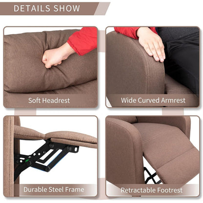 Poltrona reclinabile in tessuto, poltrona reclinabile massaggiante, poltrona reclinabile regolabile, poltrona home theater singola moderna