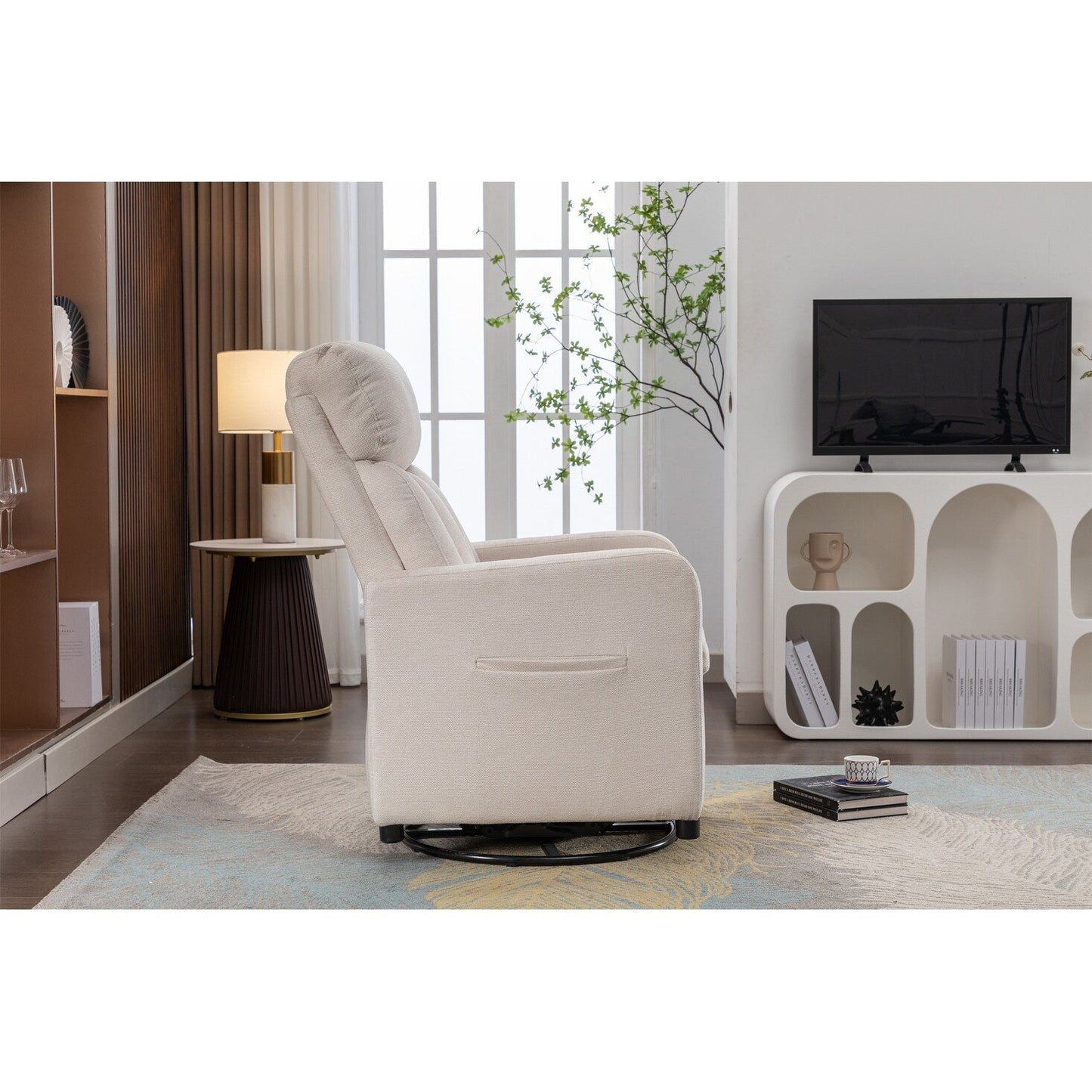 Sedia a dondolo girevole in tessuto Gilder Chair