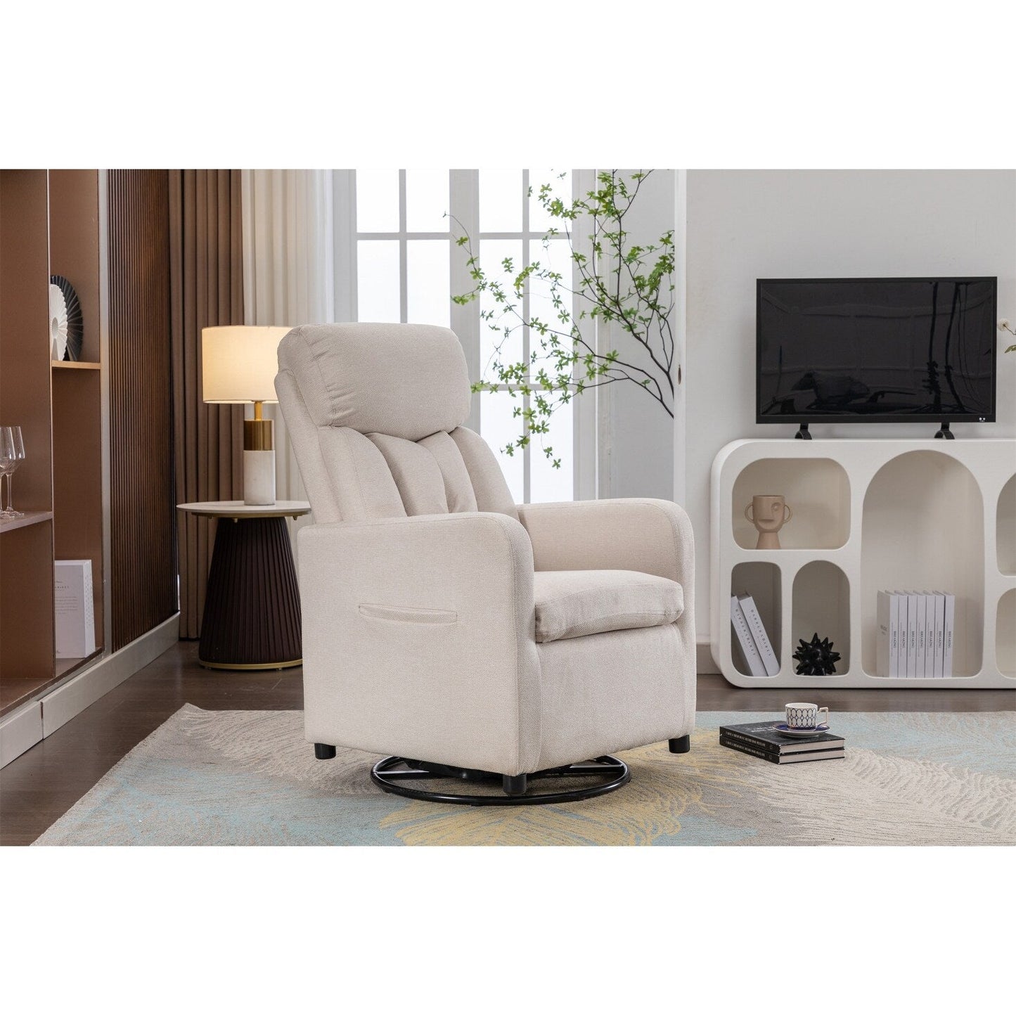 Sedia a dondolo girevole in tessuto Gilder Chair