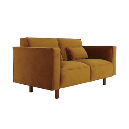 Divano rivestito in tessuto con gambe in legno, Chartreuse - 63,0 L x 32,3 W x 31,9 H