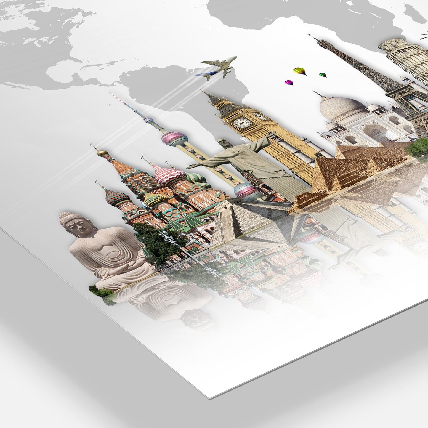 Monumenti famosi in tutto il mondo - Arte murale in metallo lucido - 36x28