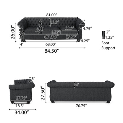 Divano a 3 posti imbottito Farhart di Christopher Knight Home