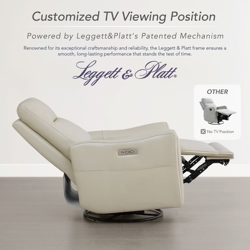 Poltrona reclinabile girevole elettrica Farley in vera pelle per cameretta dei bambini