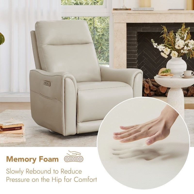 Poltrona reclinabile girevole elettrica Farley in vera pelle per cameretta dei bambini