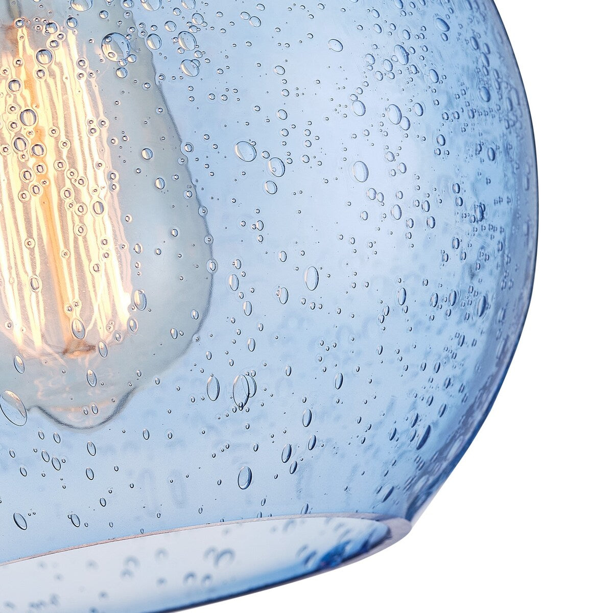 Lampada a sospensione Farmhouse a 1 luce in nichel spazzolato con paralume in vetro blu con semi