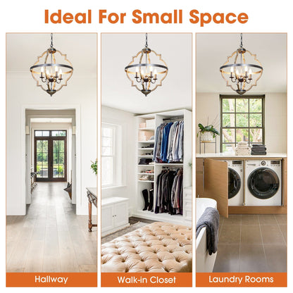 Lampadario a 4 luci in metallo anticato stile fattoria