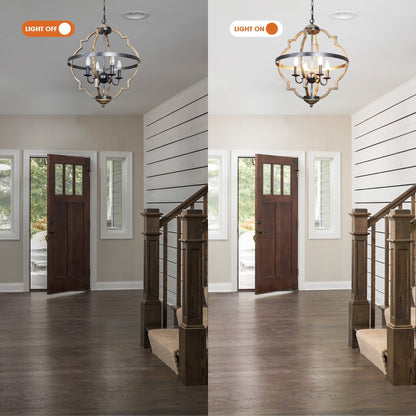 Lampadario a 4 luci in metallo anticato stile fattoria