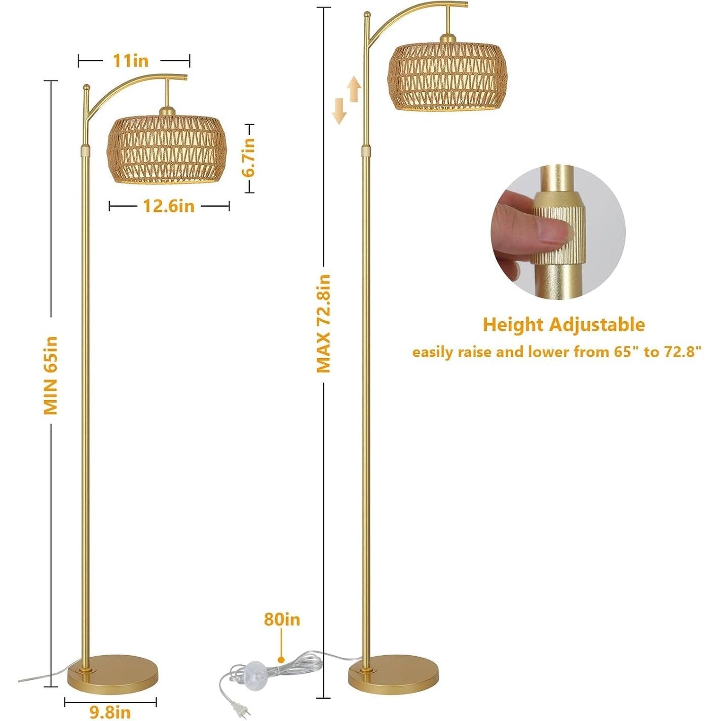 Lampade da terra in stile fattoria con telecomando e lampadina dimmerabile