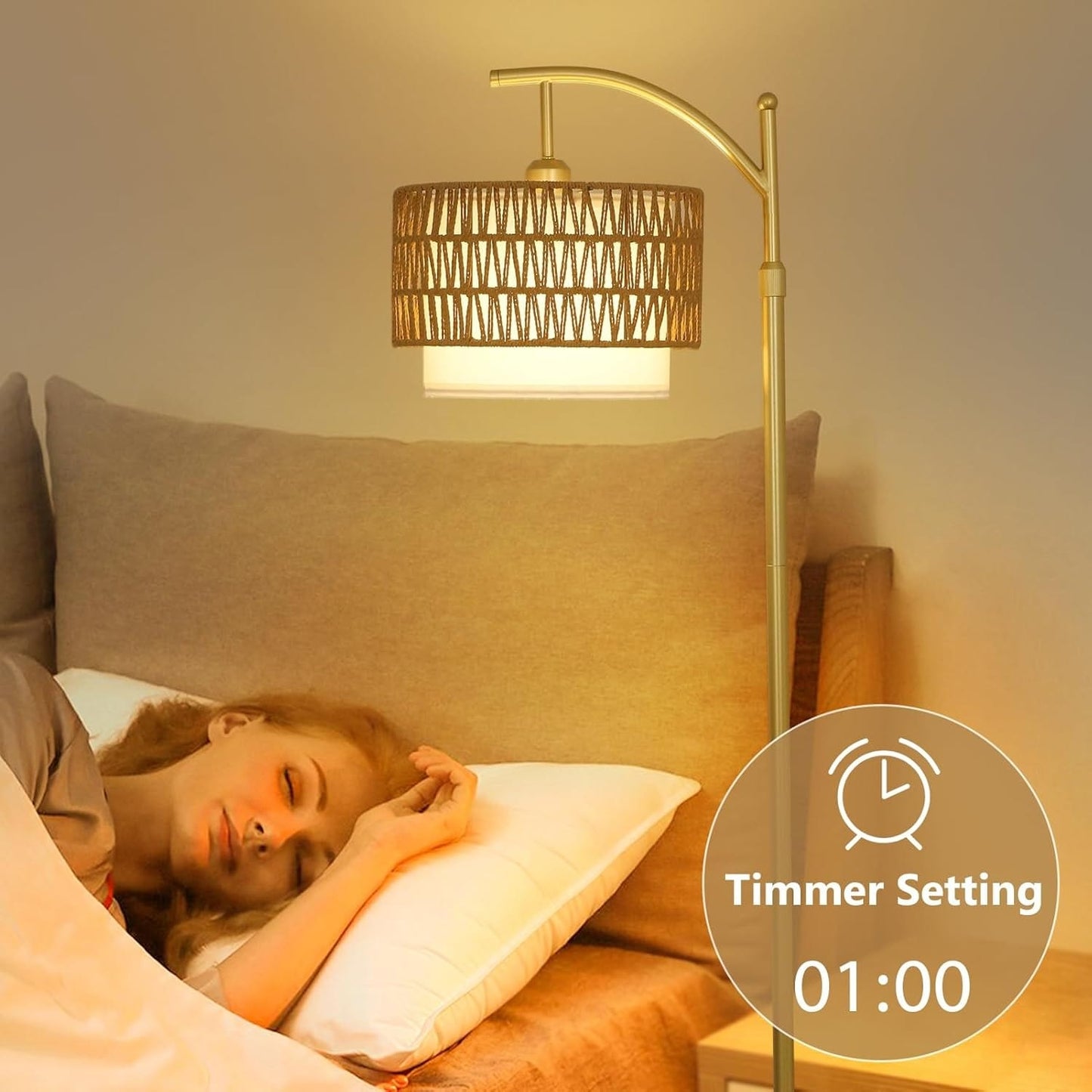 Lampade da terra in stile fattoria con telecomando e lampadina dimmerabile