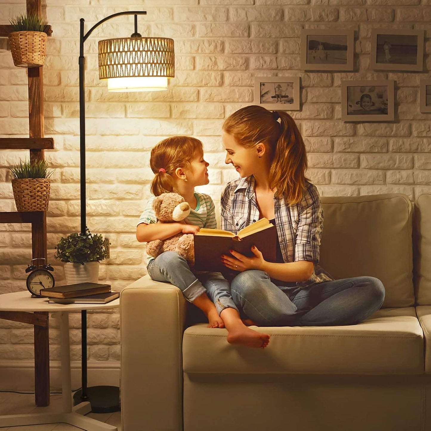 Lampade da terra in stile fattoria con telecomando e lampadina dimmerabile