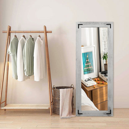 Specchio da terra a figura intera con cornice in legno rustico stile fattoria - 65x24