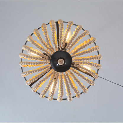 Lampadario moderno con perline in legno stile fattoria