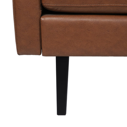 Divano a 3 posti in similpelle con gambe in legno di betulla