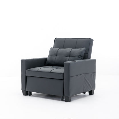 Divano letto trasformabile in similpelle con porte USB